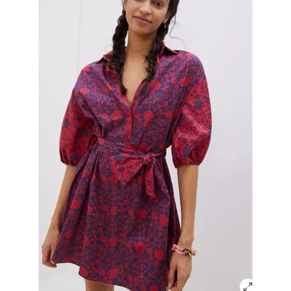Anthropologie x Sachin & Babi nightingale purple floral shirt dress M